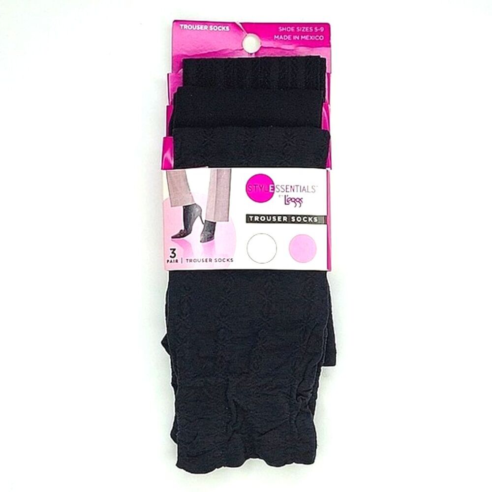 STYLE ESSENTIALS by L'eggs Black Trouser Socks for Women size 5-9 Career Office